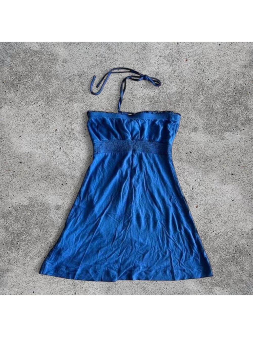 dynamite blue long babydoll halter top/ mini dress